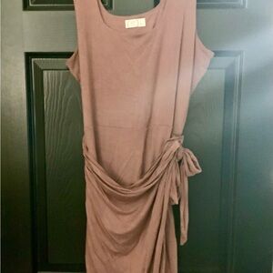 Elegant Brown Sleeveless wrap Dress